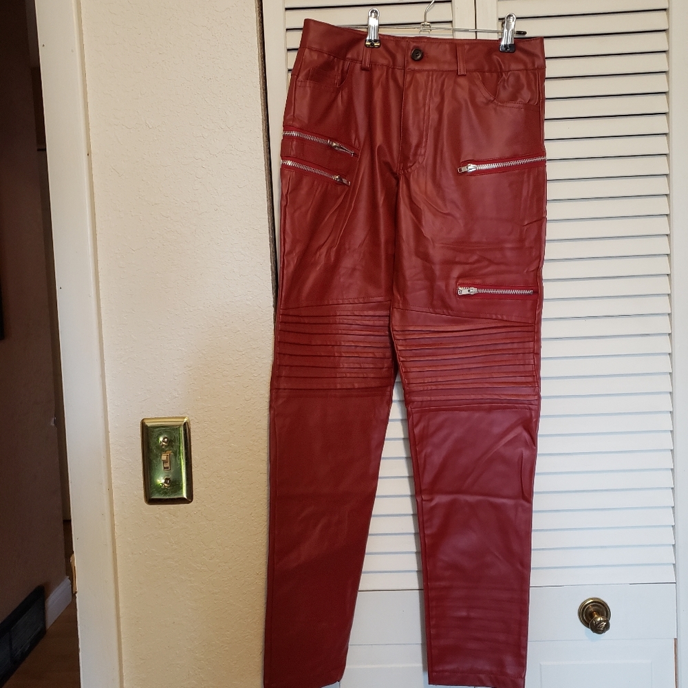 Faux leather pants.